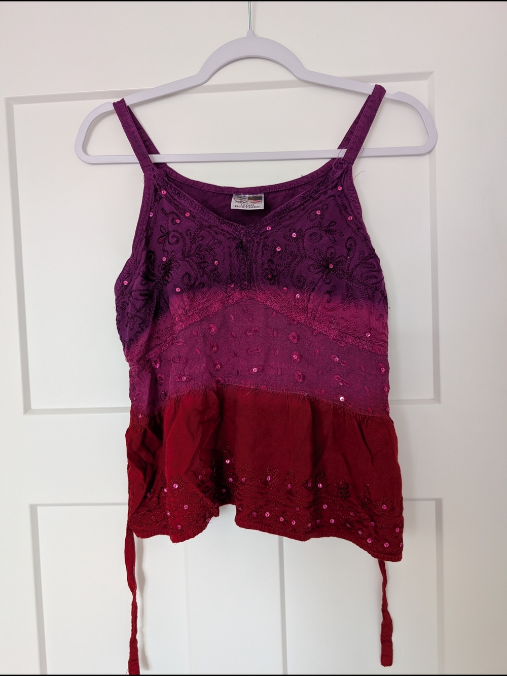 Y2K Whimsical Ombre Embroidered Sequin Camisole - Purple/Red
